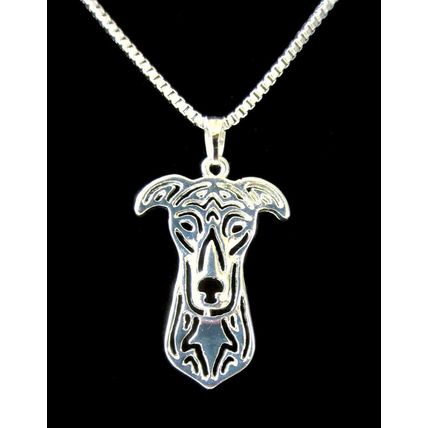 Greyhound Whippet Hound Dog Pendant Necklace Silver - Gift boxed