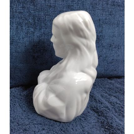 Joseph And Blessed Virgin Mary Glazed White WBI Figurines Ceramic - Vintage
