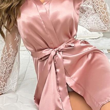 Sexy Women's Lace Bathrobe Kimono Erotic Lingerie Negligee Nightgown Home Suit