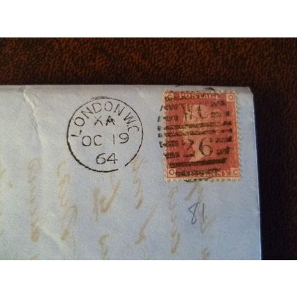 1864 GB QV 1d Red stamp CO Plate 81 entire Fisher Solicitors Burton Brewery