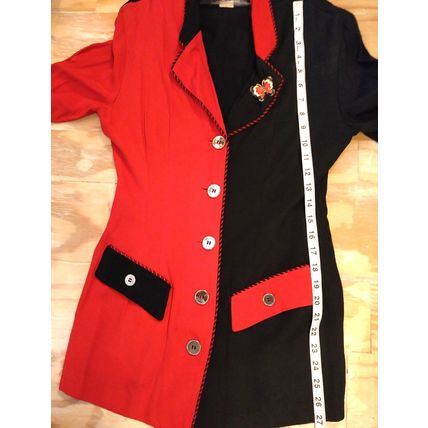 Vintage 90's Womens Paul Harris Black & Red Skirt Business Suit Size 5/6 USA