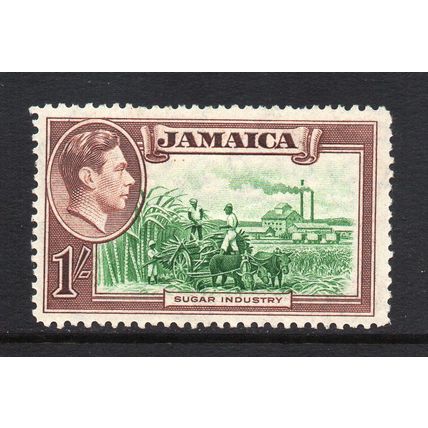 Jamaica - 1938-52 - 1/- Green & Purple-Brown (sg130) Mint Hinged