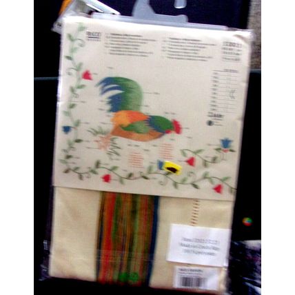 Rico Design Stamped Embroidery Kit TABLECLOTH Roosters 33 x 33"