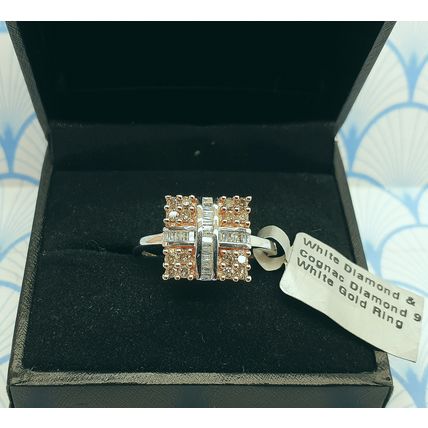 Gemporia 9ct 375 White Gold 0.50ct Cognac Diamond Ring - Brand New with Box