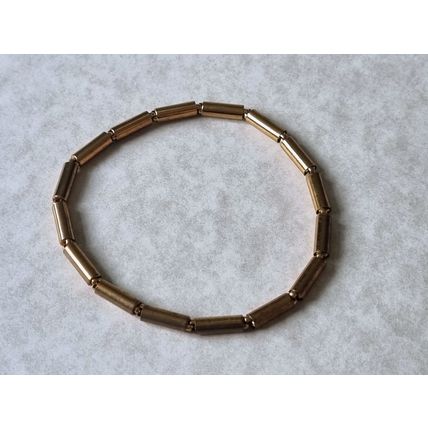 Vintage Gold Tone Brass Tube Style Expandable Spring Link Sleeve Armbands Garter