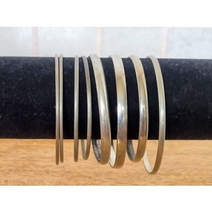 Silver Tone Bangles Set | Minimalist Collection | Vintage Stackable