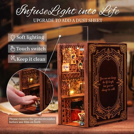 Cutefun Book Nook Kit, DIY Miniature House Kit for Adults, 3D Wooden Puzzle Book