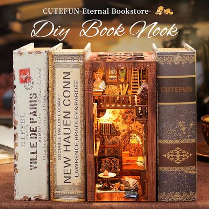 Cutefun Book Nook Kit, DIY Miniature House Kit for Adults, 3D Wooden Puzzle Book