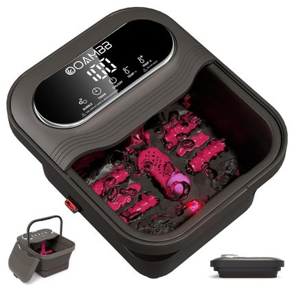Collapsible Foot Spa with Heat, Bubble and Temp Control, Foot Bath Massager with