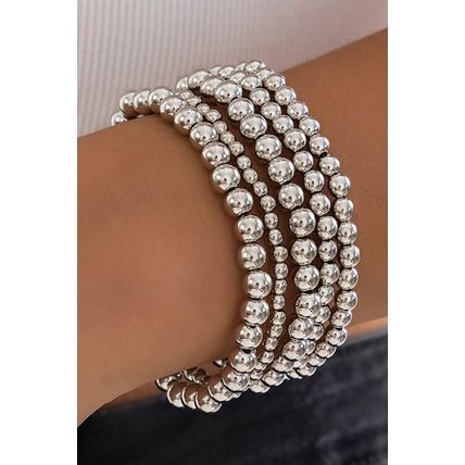White Multi Layered Beaded Bracelet