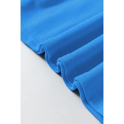 Sky Blue Solid Color Drop Shoulder Long Sleeve Basic Sweatshirt