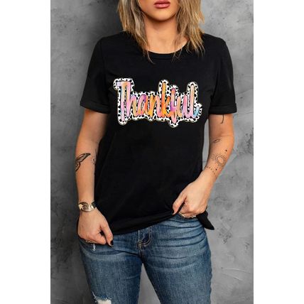 White Thankful Cow Print Crew Neck T Shirt