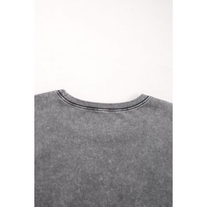 Philippine Gray Mineral Wash Half Sleeve Boyfriend Vintage T Shirt