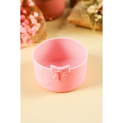 Pink Bowknot Decor Food Grade Silicone Cup Sleeve