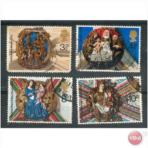 GB stamps 1974 Used set - SG 966-969 - Christmas Roof Bosses.