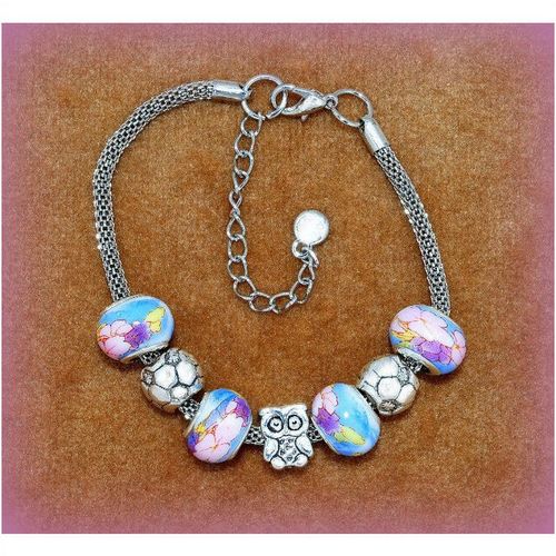 Summer Gift Owl Charm Euro Bead Silver Tone Bracelet Bangle Jewellery 1702