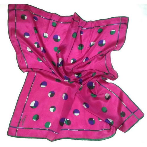 LANVIN Paris Vintage 60s Mod Op Art Retro Rolled Silk pink PRINT jewel scarf