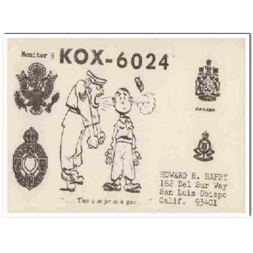 kox-6024 howard happy san luis obispo ca 60s cb qsl vintage postcard2