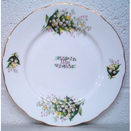 DUCHESS fine bone china 8 1/4 " Gold Trim FLORAL / MAY Plate