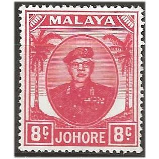 Johore 1949 SG138 8c Scarlet Mounted Mint . .. .