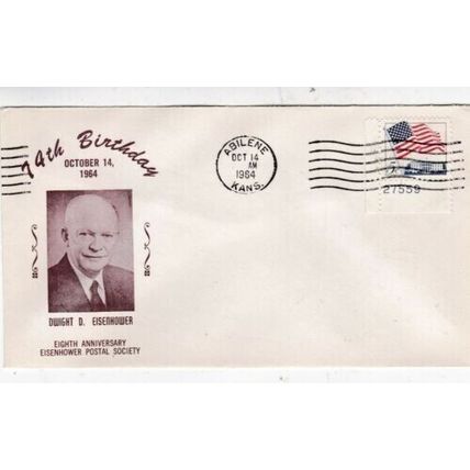 United States 1964 Eisenhower 74th BirthdayFDC Abilene Cancel unaddressed VGC