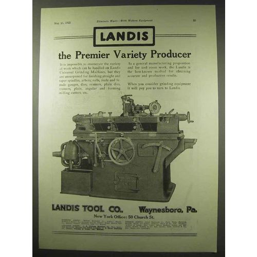 1922 Landis Tool Universal Grinding Machine Ad