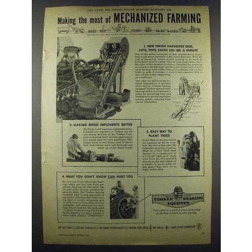 1952 Timken Roller Bearing Company Ad - Mechanized Farming