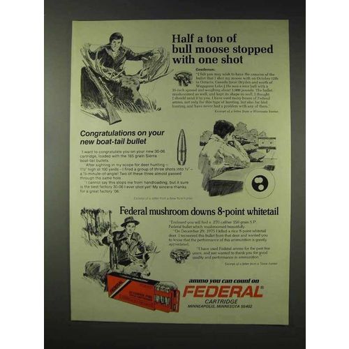1976 Federal Cartridge Ad - Half a Ton of Bull Moose