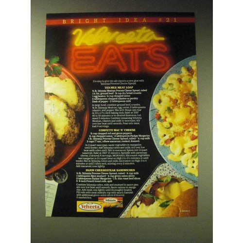 1989 Kraft Velveeta Cheese Ad - Tex-Mex Meat Loaf, Confetti Mac 'n' cheese