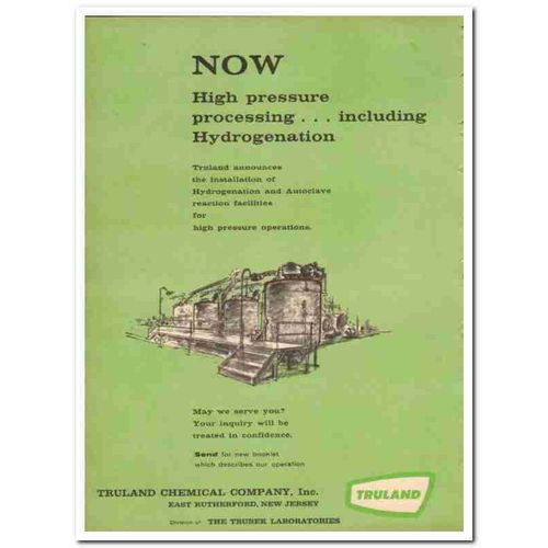 TRULAND CHEMICAL COMPANY 1959 High pressure processing vintage ad