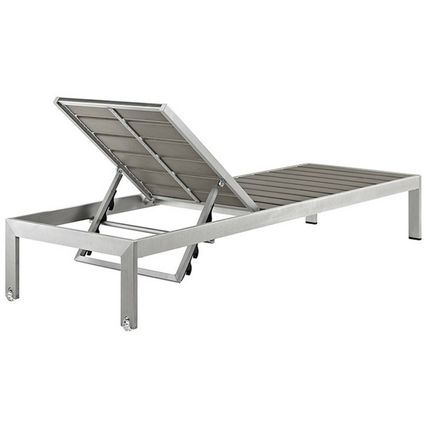 Outdoor Patio Aluminum Recliner Chaise Sun Lounger Chair Seating Silver Gray