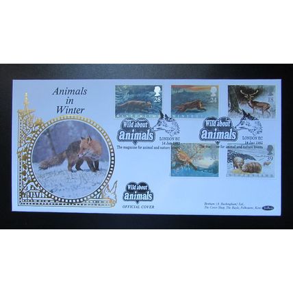 BENHAM - LARGE SILK WINTERTIME WILD ABOUT ANIMALS COVER 1992