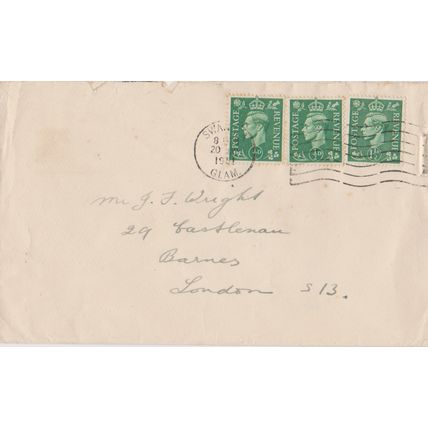 GB 1951 cover Swansea to London with 3 x half penny stamps