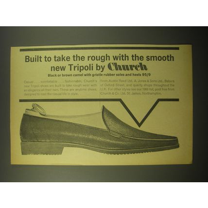 1966 Church's Tripoli Shoes Ad - Built to take the rough with the smooth
