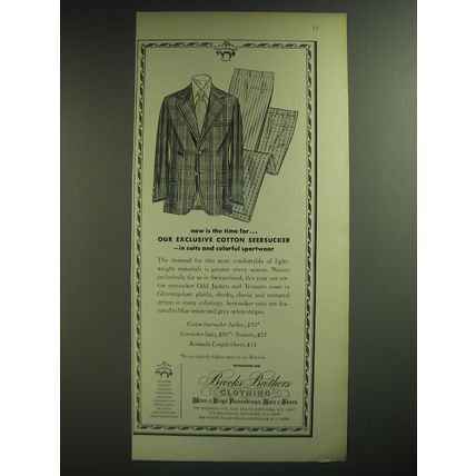 1974 Brooks Brothers Seersucker Suits and Sportwear Ad - Now is the time for