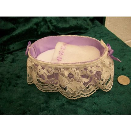 Lavender Lacy Crib with Cream Lace 1:12th scale miniature