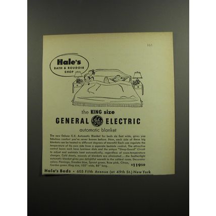 1952 General Electric Automatic Blanket Ad - Hale's Bath & Boudoir Shop