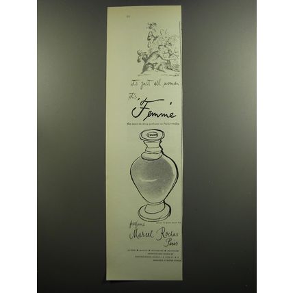 1952 Marcel Rochas Femme Perfume Ad - It's just all woman