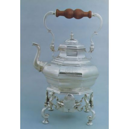 Antique London Stirling Silver 1700s Tea Kettle With Lamp Postcard