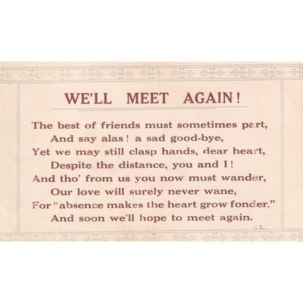 We'll Meet Again Antique Proberb E.Mack Hampstead Postcard