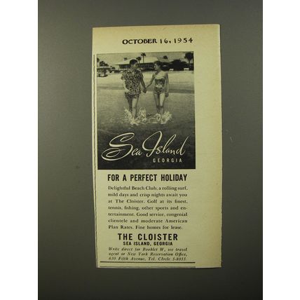 1954 The Cloister Resort Ad - Sea Island Georgia for a perfect holiday