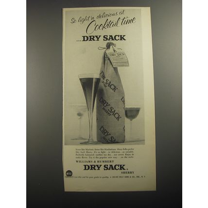 1956 Williams & Humbert Dry Sack Sherry Ad - so light'n delicious