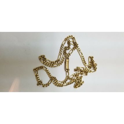 High End Jewelry! Unique! Estate 18k Solid Gold Figaro Style necklace 23",21gr