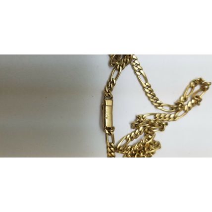 High End Jewelry! Unique! Estate 18k Solid Gold Figaro Style necklace 23",21gr