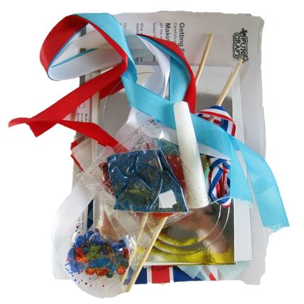 Children's fun Craft Kit to make Flags & Medals Celebration Pack Ages 3+