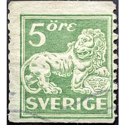 STAMP SWEDEN SG96 1920 5ore Standing Lion Used