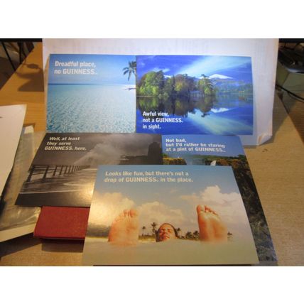 2001, SET OF 5 GUINNESS unused postcards in a card wallet with survey form =