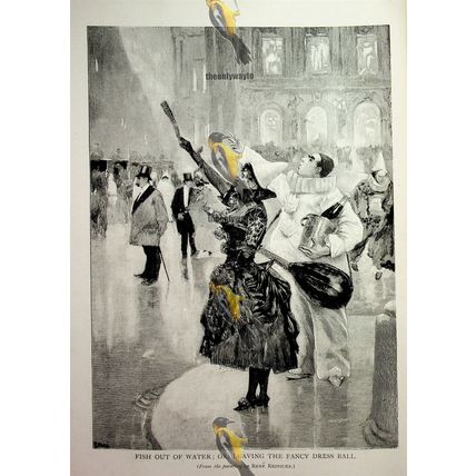 Fish Out Of Water OR Leaving Fancy Dress Ball, Reinicke, Book Illustration, 1893