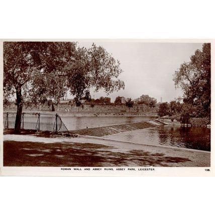 Roman Wall Abbey Ruins Park Leicester Old Real Photo Postcard