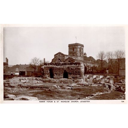 Roman Forum at St Nicholas Church Leicester Real Photo Old Postcard